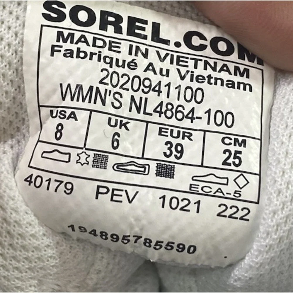 Sorel Women's Out N About Waterproof White Leather&Textile Winter Ankle Boots 8
